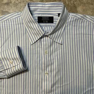Under 5’10 Shirt Mens 2XL White Blue Striped Long Sleeve Button Cotton U510